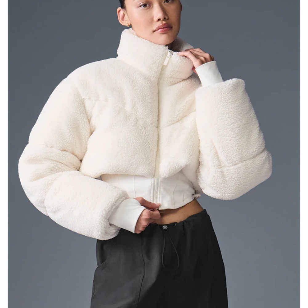 ALO Yoga Ivory Teddy Cropped Jacket